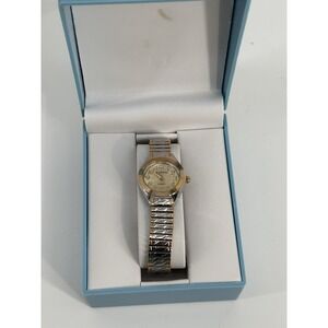 Waltham WA34LB Gold Tone & Silver Tone Quartz Watch W/ Stretch Band & Box‎